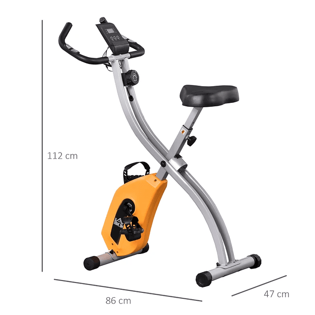 Bicicleta Estática Plegable con Resistencia Magnética Ajustable 1.5kg Volante de Inercia Sensor de Pulso Asiento Ajustable y Pantalla LCD 86x47x112cm