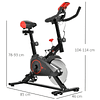 Bicicleta Estática Spinning con Monitor LCD 6kg Volante Asiento y Manillar Regulable en Altura Resistencia Regulable 85x46x114cm Negro y Rojo