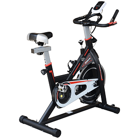 Bicicleta Estática con Resistencia Regulable 8kg Volante Pantalla LCD Asiento Regulable y Manillar 103x48x115cm Negro