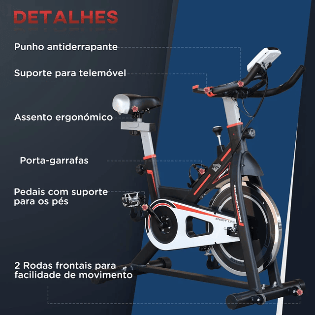 Bicicleta Estática con Resistencia Regulable 8kg Volante Pantalla LCD Asiento Regulable y Manillar 103x48x115cm Negro