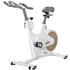 Bicicleta Estática com Volante de Inércia de 8 kg Bicicleta Estática com Assento e Guiador Ajustáveis em Altura Tela LCD Pulsômetro e Rodas para Casa 125x50x98-107cm Branco