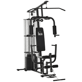 Multi Estação de Musculação com Placas de Peso de 45kg Carga Máxima 120kg para Treinamento Fitness 150x110x210cm Preto