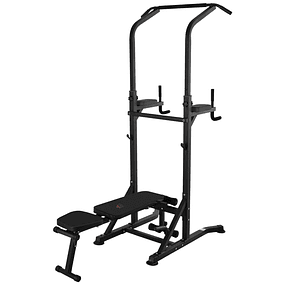 Height Adjustable Weight Training Tower Work Station with Push Up Bar and Folding Bench for Home Fitness Gym Cargo 150kg 99x178x230cm Black