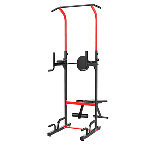 Estação de musculação multifuncional dobrável banco acolchoado Altura ajustável em 6 níveis 94x174x180-230 cm Preto e vermelho 