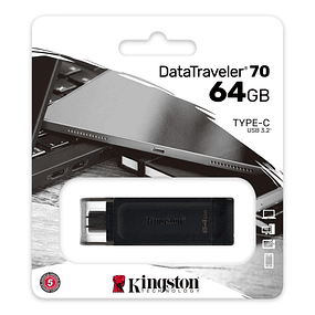 Kingston DataTraveler 70 64GB USB Tipo-C 3.2 Gen 1 Negro