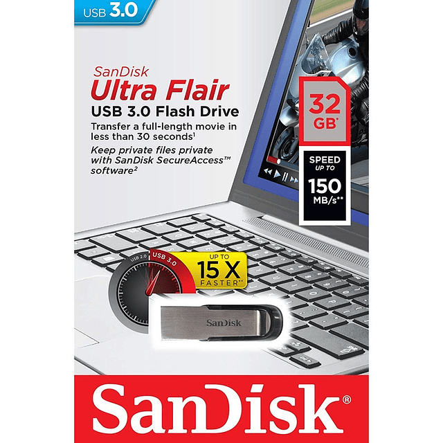 SanDisk Ultra Flair 32GB USB 3.0 Preto