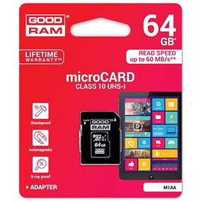 Cartão de memória GoodRAM MicroSDXC 64 GB UHS-I + Adaptador
