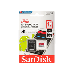 Adaptador SanDisk MicroSDXC 64GB Ultra A1 + Clase 10