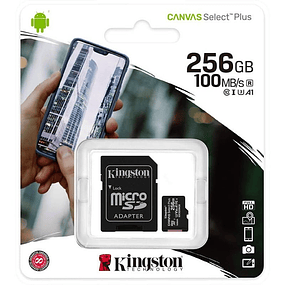Kingston Canvas Select Plus MicroSDXC 256GB Clase 10 UHS-I + Adaptador