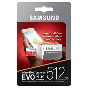 Samsung MicroSDXC EVO Plus 2020 512GB Clase 10 UHS-I + Adaptador