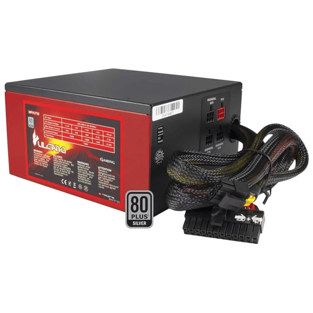 Fuente Alimentacion 750W Tacens Mars Gaming Vulcano 80 Plus Plata Semi Modular Rojo