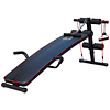 Banco Fitness Abdominales Altura Ajustable Carga 120 kg con Cuerdas y Extractor de Muelles 55,5x137,5x50-68cm Negro y Rojo
