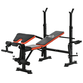 Multifunctional Weight Bench Weight Bench with Adjustable Back Fitness Barbell Holder Complete Training 175x139x127cm Black