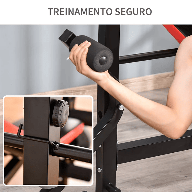 Banco de pesas multifuncional Banco de pesas con espalda ajustable Fitness Barbell Holder Entrenamiento completo 175x139x127cm Negro