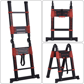 3.8M Aluminum 2 Way Multifunctional Telescoping Ladder Portable Climbing Frame Indoor Outdoor Outdoor Domestic Black