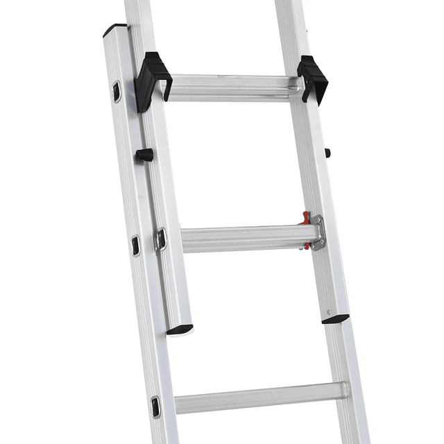 Escalera plegable de aluminio portátil 2 formas de usar riel plateado con bisagras de 150 kg