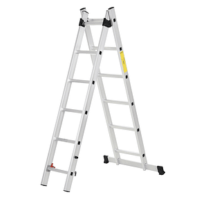 Portable aluminum folding ladder 2 ways to use 150kg silver hinged rail