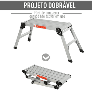 Plataforma de Trabalho de Liga de Alumínio Plataforma de Trabalho Dobrável com Pés Antiderrapantes 113x41x48,5cm Prata 