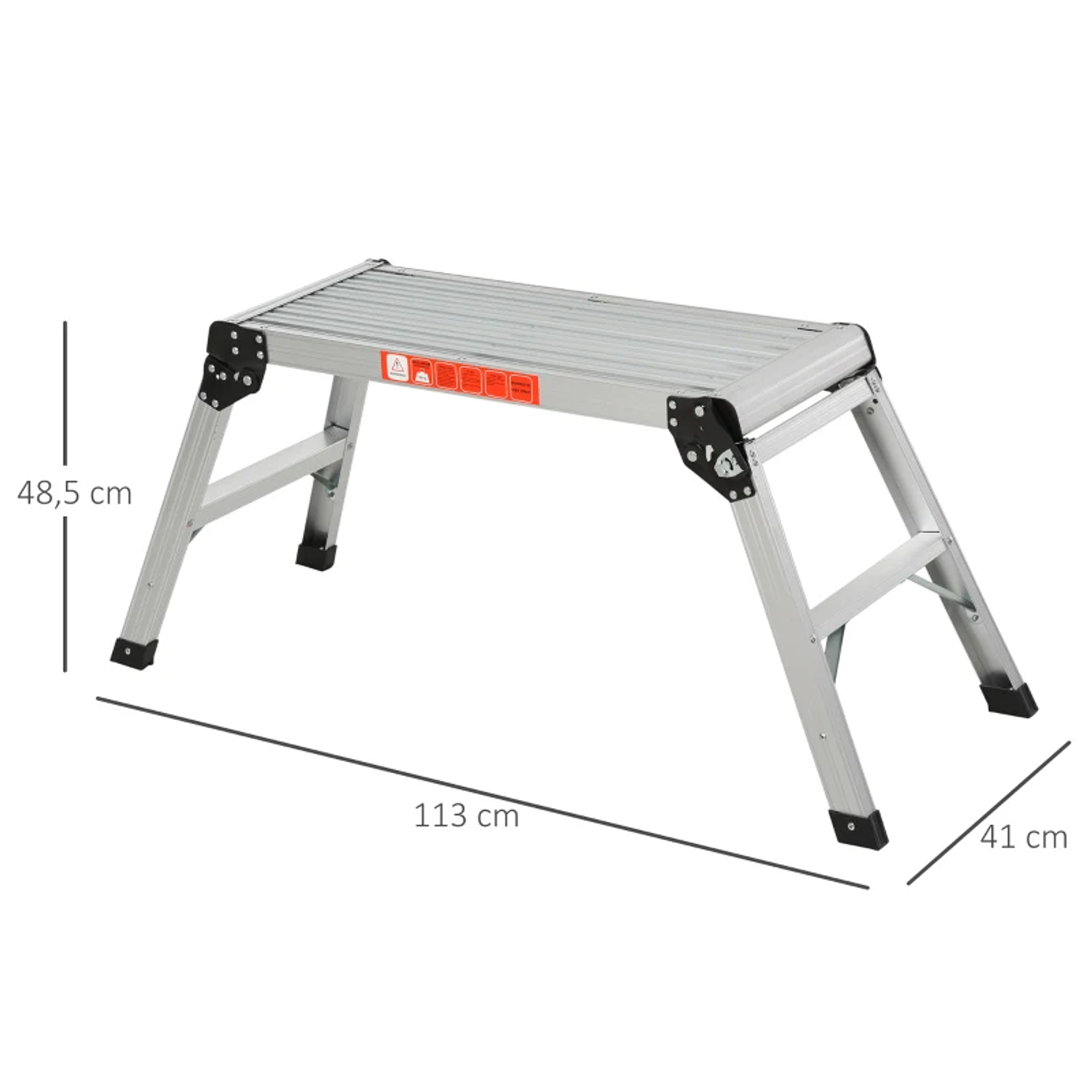 Plataforma de Trabalho de Liga de Alumínio Plataforma de Trabalho Dobrável com Pés Antiderrapantes 113x41x48,5cm Prata  2