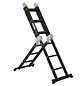 Multipurpose folding ladder 5 in 1 with 2 aluminum plates 70x61x11 cm Black - thumbnail 6