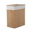 Cesto de ropa de bambú Capacidad 100L Cesto de ropa rectangular con funda extraíble Bolsa con 2 compartimentos 52x32x63cm