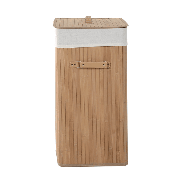 Cesto de ropa de bambú Capacidad 100L Cesto de ropa rectangular con funda extraíble Bolsa con 2 compartimentos 52x32x63cm