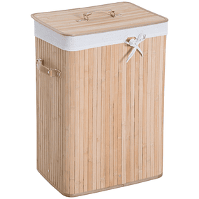 Foldable Laundry Basket with Lid Rectangular Bamboo Laundry Basket 70L with Handles 40x30x60cm