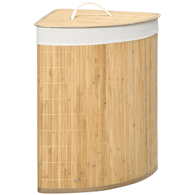 Bamboo Laundry Basket Capacity 55L Laundry Basket with Lid and Removable Bag 38x38x57cm - Wood