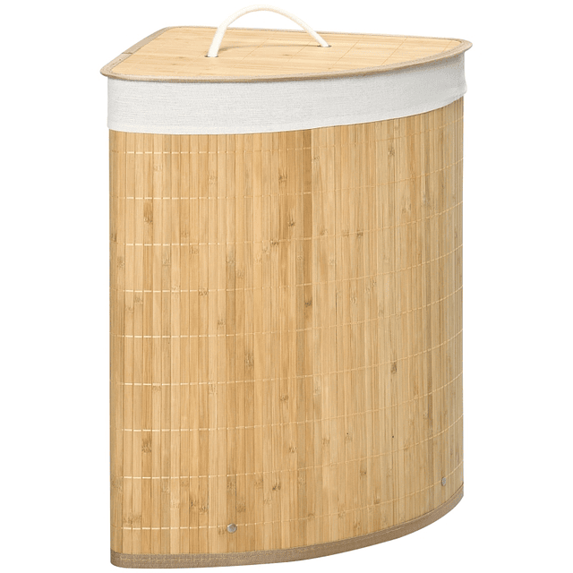 Cesto de ropa de bambú Capacidad 55L Cesto de ropa con tapa y bolsa extraíble 38x38x57cm