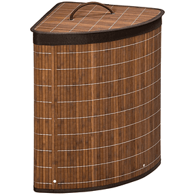 Bamboo Laundry Basket Capacity 55L Laundry Basket with Lid and Removable Bag 38x38x57cm