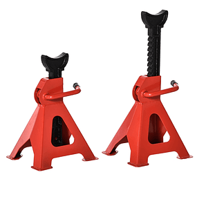 Set of 2 Steel Stabilizer Jacks Capacity 3 Tons/Pair with Adjustable Height to Support Cars Vehicles 21x19x29-43cm Red Black