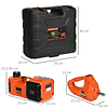 Kit Gato Eléctrico para Coche 12V hasta 5 Toneladas de 15.5x45cm con Reparación de Neumáticos Luz LED e Inflador 36x33x16cm Naranja