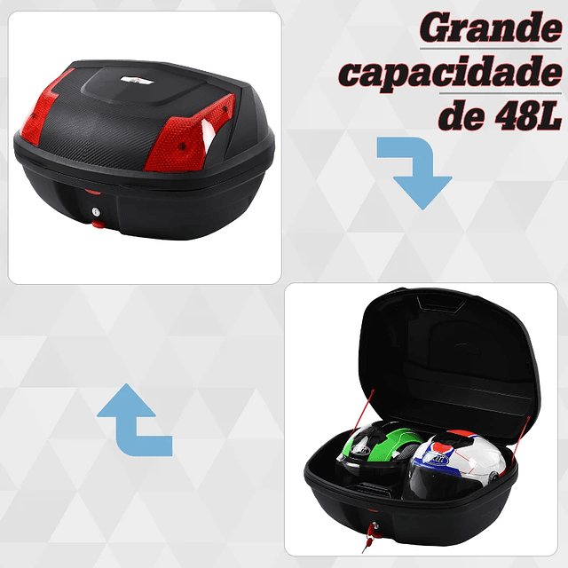 Bolsa Moto 48L con Candado y 2 Llaves 58x44,5x33,5 cm Negro y Rojo