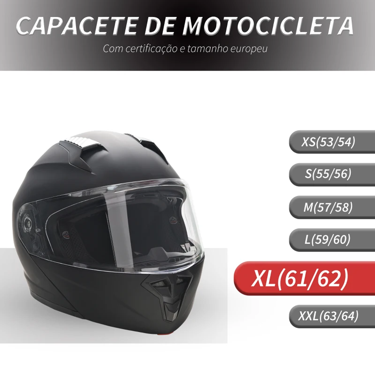 Capacete de Moto Integral Tamanho XL-61/62cm Capacete de Motocicleta com Dupla Viseira Cabeçote Anticolisão com Certificação Europeia Unisex Cor Preta 5