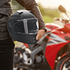 Casco de moto de tamaño completo XL-61/62 cm Casco de moto con doble visera Casco anticolisión certificado europeo Color unisex Negro
