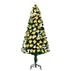 Árbol de Navidad 150cm Luminoso Artificial con 170 Luces LED de Fibra Óptica 8 Modos de Luminosidad 120 Bolas Blancas y 170 Ramas Decoración de Navidad Interior Ø70x150cm Verde