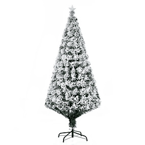 Christmas Tree 180 cm White Natural Pine Artificial Snow with Metal Support LED Lights 230 Branches