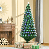Árbol de Navidad Fibra Óptica Gran Altura 180 cm Estrella y 7 Luces de Colores Árbol de Navidad Artificial Ø84x180cm Verde