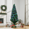 Árbol de Navidad Fibra Óptica Gran Altura 180 cm Estrella y 7 Luces de Colores Árbol de Navidad Artificial Ø84x180cm Verde