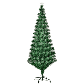 Árvore de Natal de Fibra Óptica Grande Altura 180 cm Estrela e 7 Luzes Coloridas Árvore de Natal Artificial Ø84x180cm Verde 