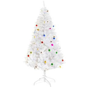 Árvore de Natal Artificial 180cm com 930 Ramos de PVC 48 Decorações Incluidas Decoração de Natal Ø105x180cm Branco 