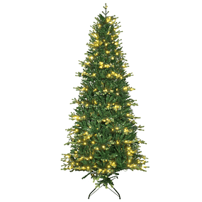 Árvore de Natal Artificial Altura 228cm Ignífugo com 2310 Ramos 400 Luces LED Folhas de PVC Ø96x228 cm Verde 