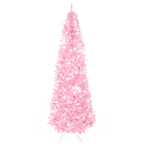 Árvore de Natal Artificial Altura 180cm Ignífugo com 618 Ramos 300 Luzes LED IP20 Decoração de Natal Rosa 
