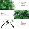 Árbol de Navidad Artificial de 180cm con 782 Ramas 56 Piñas Hojas de PVC Base Plegable y Soporte Metálico Verde