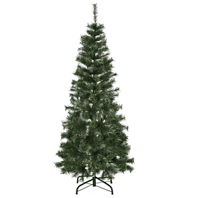 Árbol de Navidad Artificial Ignífugo de 150cm con 367 Ramas Hojas de PVC Base Plegable y Soporte Metálico Verde