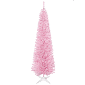 Árbol de Navidad artificial ignífugo de 180 cm con 390 ramas de PVC y soporte de metal Decoración navideña para interiores Rosa