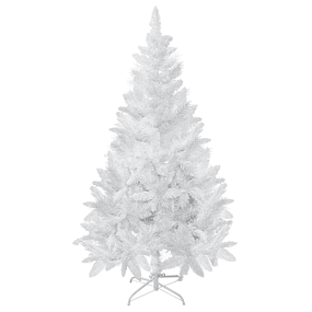 Árbol de Navidad Artificial Plegable de 150 cm Ignífugo con 358 Ramas Hojas de PVC Blanco