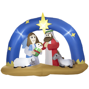 Decoração Insuflável de Natal 157cm com Luzes LED IP44 Incluí Inflador Tipo Arco Biblico do Nascimento de Jesus 206x95x157cm Multicor 