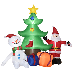 Árvore de Natal Insuflável 190cm com Luzes LED Impermeável IP44 e Inflador Decoração de Natal 210x92x190cm Multicolorido 