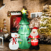 Árbol de Navidad Inflable de 185 cm con Luces LED Papá Noel Inflable y Muñeco de Nieve Decoración de Navidad Iluminado Interior y Exterior 105x145x185cm Multicolor